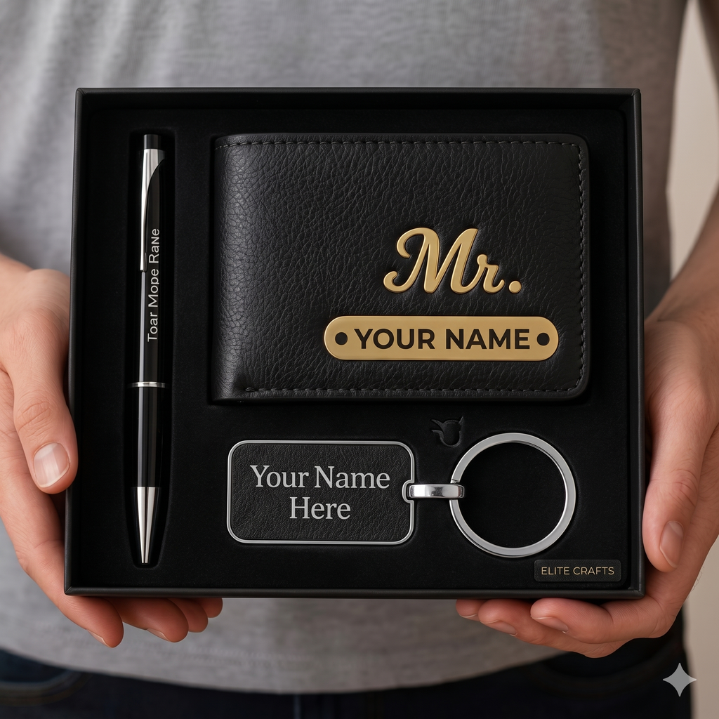 Customize wallet pen keychain combo gift set