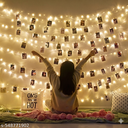 Festive Home Decoration Set – 25 Photos with Wooden Clips & Warm White LED String Lights – Perfect Wall Hanging for Festival & Celebration