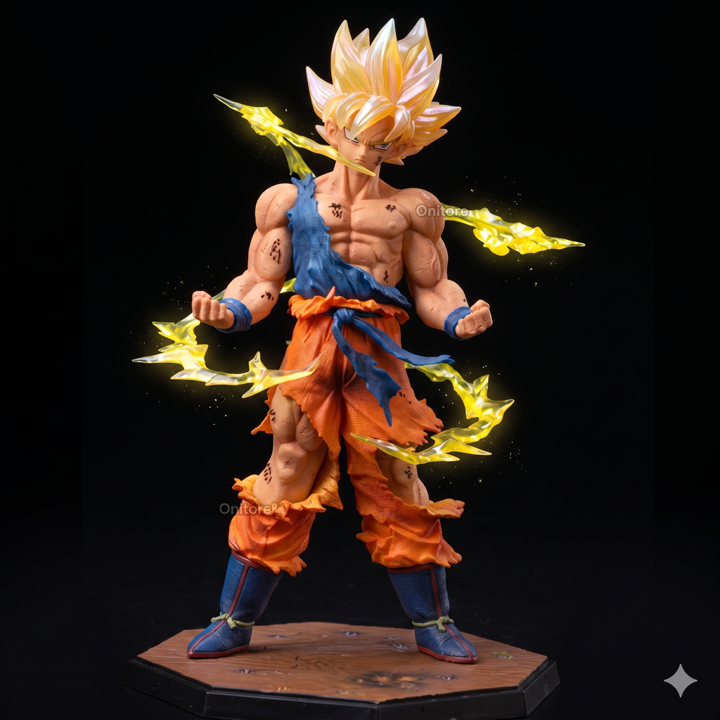 Goku Standing With Flames Action Figure Height-17cm Authentic Design, Highly Detailed-Exact Replica of Image (Without Box)