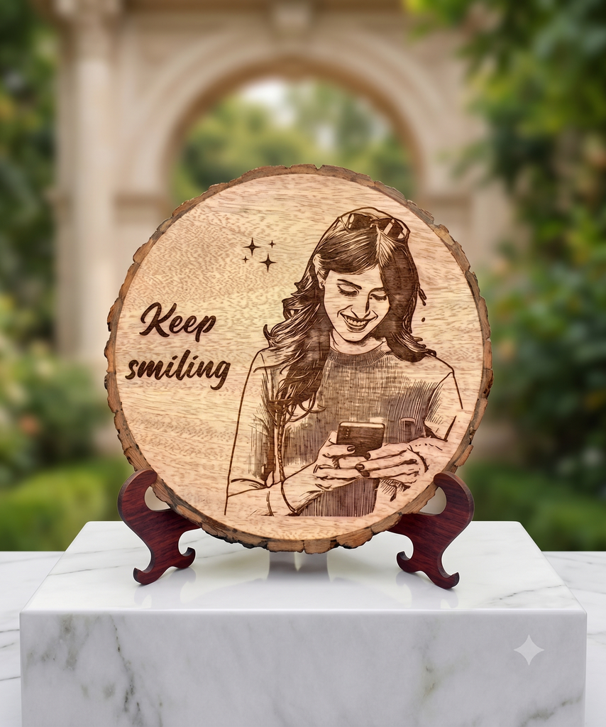 Customize Engraved Natural Slice Wooden Photo Frame